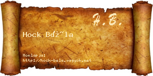 Hock Béla névjegykártya